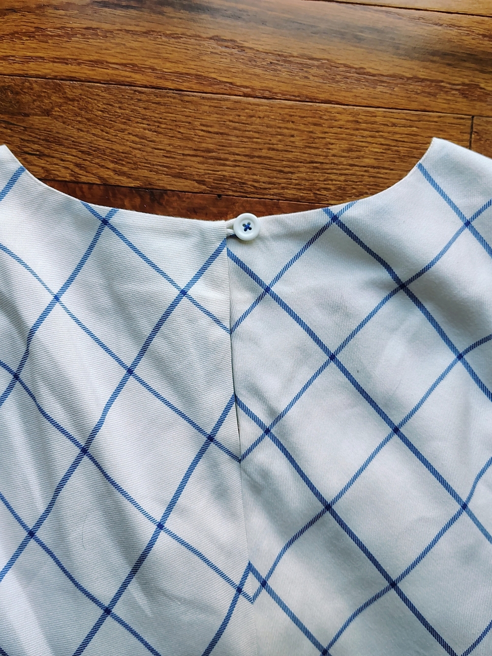 Maeve Anthropologie Blue White Windowpane Plaid Sleeveless Pinafore Dress - Picture 6 of 7